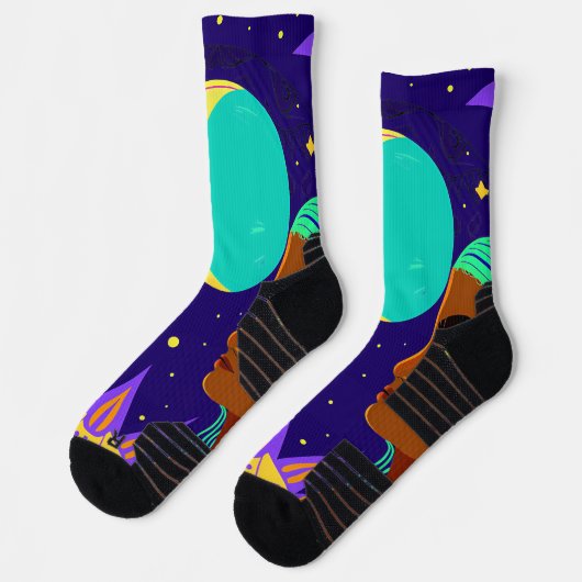 Cosmic Duality: Sun, Moon, and Sisterhood ソックス (左)