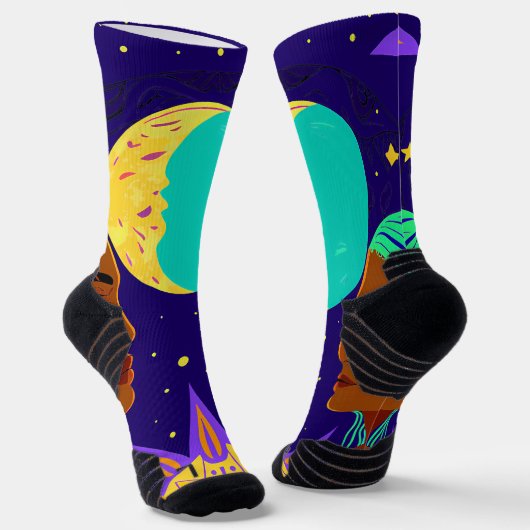 Cosmic Duality: Sun, Moon, and Sisterhood ソックス (傾斜あり)