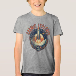 Cosmic Explorer Rocket Ship Future Space  トライブレンドＴシャツ