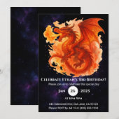 Cosmic Flame Dragon Birthday Invitation 招待状 (正面/裏面)