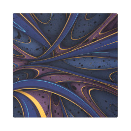 Cosmic Flow Abstract — Blue & Gold Metal Wall Art メタルプリント