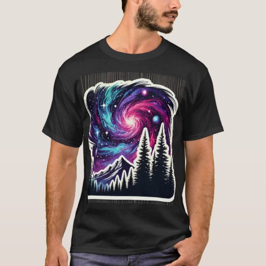 Cosmic Forest: Galaxy Meets Nature Tシャツ (正面)