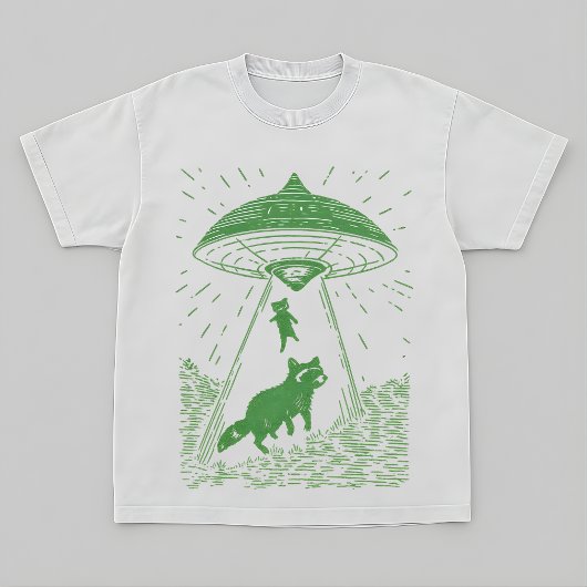 Cosmic Forest Raccoon UFO Design Tee Tシャツ
