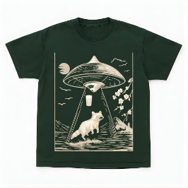 Cosmic Forest Raccoon UFO Design Tee Tシャツ