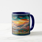 Cosmic Fox and Planets Magical Sunset Mug マグカップ (正面右)