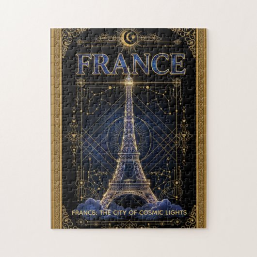 Cosmic France Eiffel Tower Celestial Art ジグソーパズル (縦)