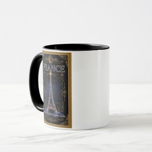 Cosmic France Eiffel Tower Celestial Art マグカップ (正面左)