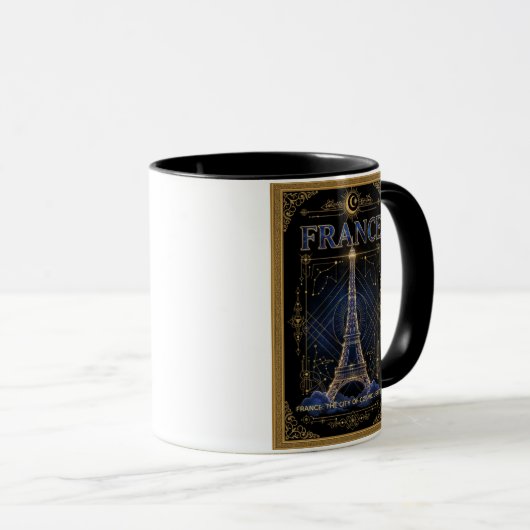 Cosmic France Eiffel Tower Celestial Art マグカップ (正面右)