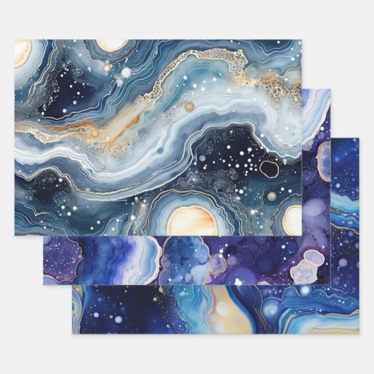 Cosmic Galaxy Abstract with Swirling Starfield ラッピングペーパーシート (セット)