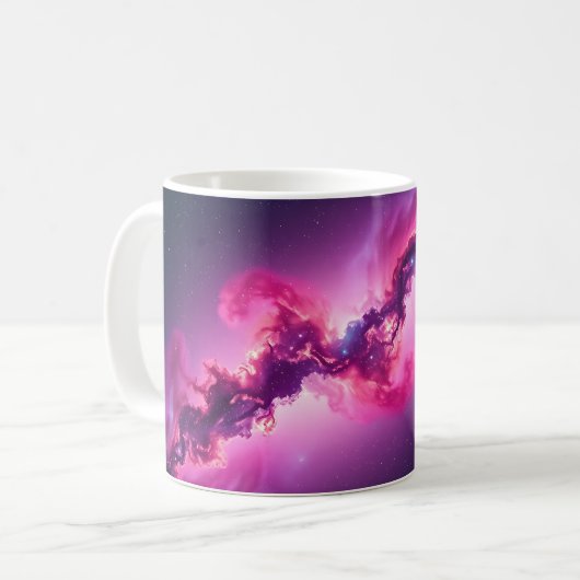 Cosmic Galaxy Art Mug – Deep Space Nebula Design コーヒーマグカップ (正面左)