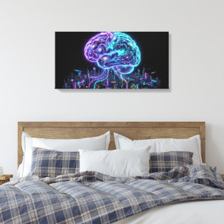 Cosmic Galaxy Brain Cyberpunk City Canvas Wall Art キャンバスプリント