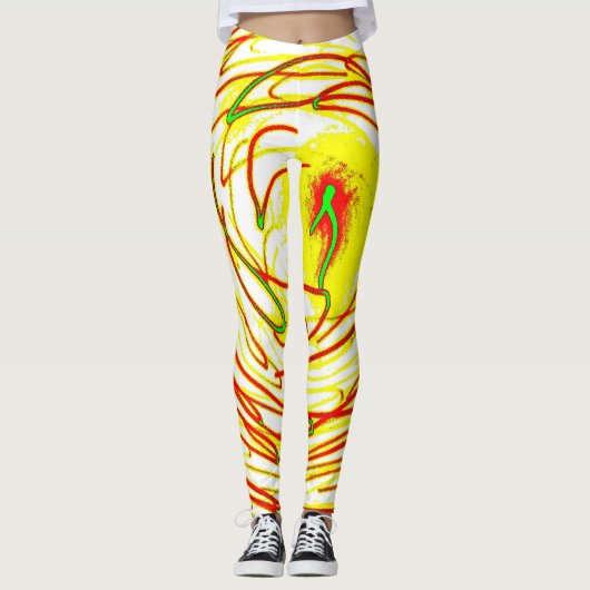 Cosmic Galaxy Leggings – Neon Space Art Pattern レギンス (正面)