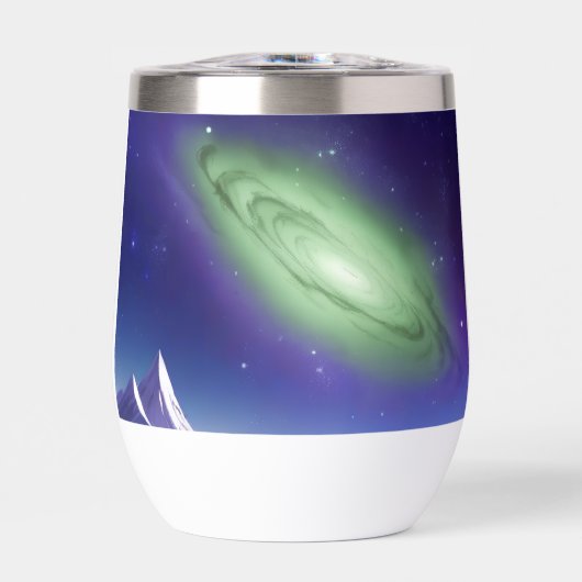 Cosmic Galaxy Mug – Green Nebula Over Purple Mount (正面)