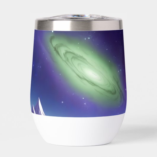 Cosmic Galaxy Mug – Green Nebula Over Purple Mount (正面)