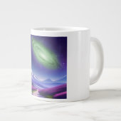 Cosmic Galaxy Mug – Green Nebula Over Purple Mount ジャンボコーヒーマグカップ (正面右)