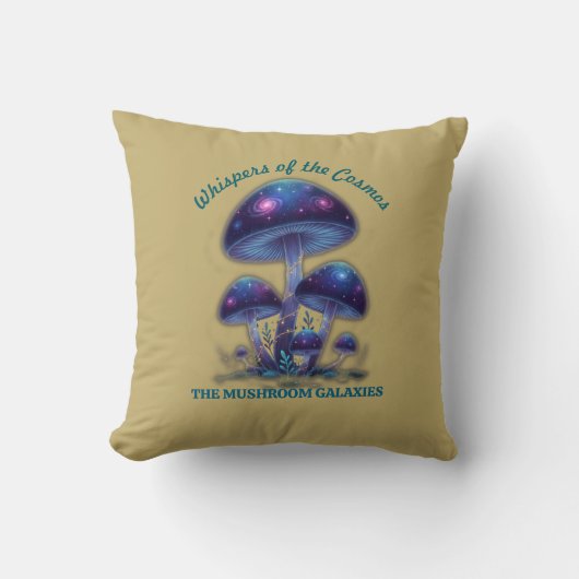 Cosmic Galaxy Mushrooms • Whimsical Fantasy Fungi  クッション (正面)