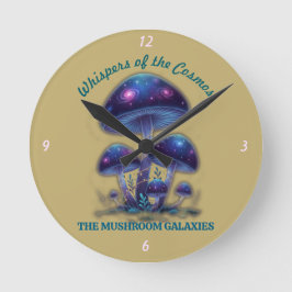 Cosmic Galaxy Mushrooms • Whimsical Fantasy Fungi  ラウンド壁時計