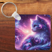 Cosmic Galaxy Mystical Feline Celestial キーホルダー (正面)