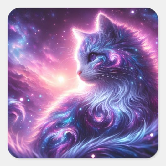 Cosmic Galaxy Mystical Feline Celestial スクエアシール (正面)