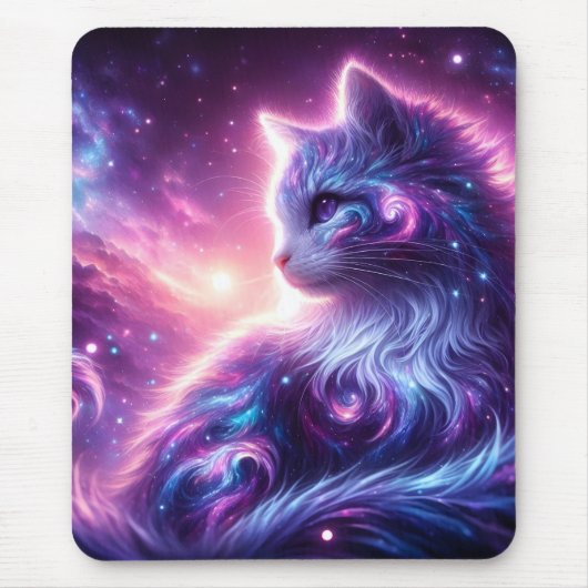 Cosmic Galaxy Mystical Feline Celestial マウスパッド (正面)