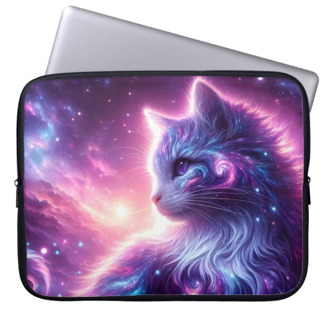 Cosmic Galaxy Mystical Feline Celestial ラップトップスリーブ (正面)