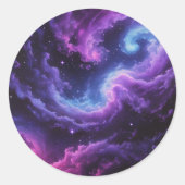 Cosmic Galaxy Nebula Abstract Space Art Design ラウンドシール (正面)