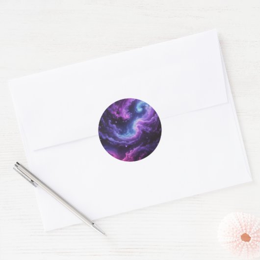 Cosmic Galaxy Nebula Abstract Space Art Design ラウンドシール (封筒)
