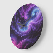 Cosmic Galaxy Nebula Abstract Space Art Design ラージ壁時計 (傾斜)