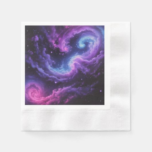 Cosmic Galaxy Nebula Abstract Space Art Design 縁ありカクテルナプキン (正面)