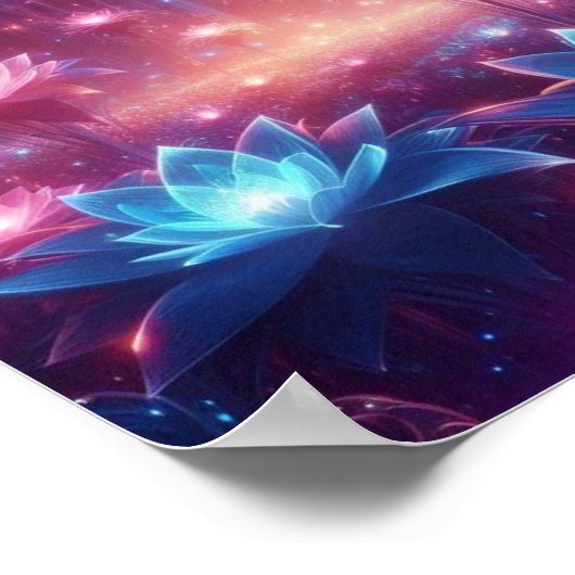 Cosmic Garden of Luminous Blooming Flowers ポスター (角)