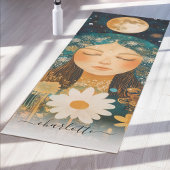 Cosmic Girl Boho Moon & Daisy Illustration Custom ヨガマット