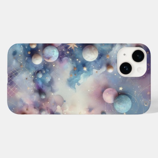 Cosmic Glow: Holographic Starry Phone Case Case-Mate iPhoneケース (裏面 (横))