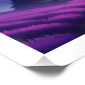 Cosmic Green Galaxy Over Purple Mountain Landscape ポスター (コーナー)