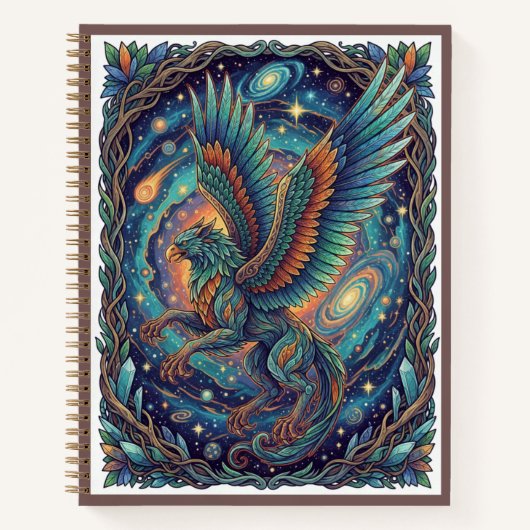 Cosmic Griffin Guardian Zentangle Mythical Journal ノートブック (正面)