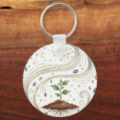 Cosmic Growth Nature Plant with Roots and Stars  キーホルダー (正面)