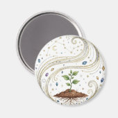 Cosmic Growth Nature Plant with Roots and Stars  マグネット (正面/裏面)