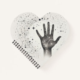 Cosmic Hand in Starry Galaxy – Surreal Spiritual S ノートブック