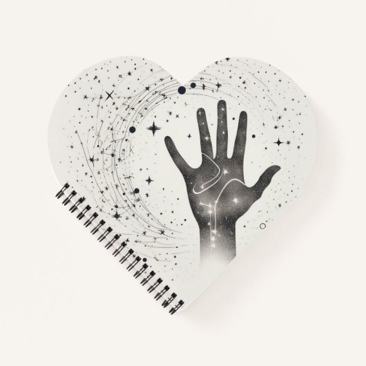 Cosmic Hand in Starry Galaxy – Surreal Spiritual S ノートブック (正面)