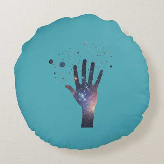 Cosmic Hand in Starry Galaxy – Surreal Spiritual S ラウンドクッション (裏面)
