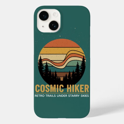 Cosmic Hiker Retro 70s Sunset Space Forest Stars Case-Mate iPhoneケース (裏面)