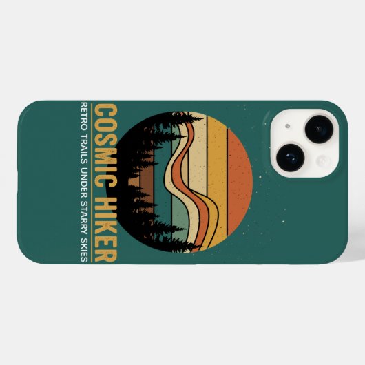 Cosmic Hiker Retro 70s Sunset Space Forest Stars Case-Mate iPhoneケース (裏面 (横))
