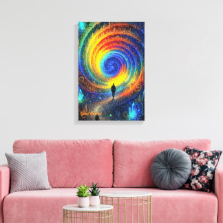 Cosmic Journey Galaxy Rainbow Light Surreal キャンバスプリント