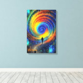 Cosmic Journey Galaxy Rainbow Light Surreal キャンバスプリント (インサイチュ (ウッドフロア))