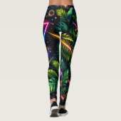 Cosmic Jungle Neon Galaxy Tropical Activewear レギンス (裏面)
