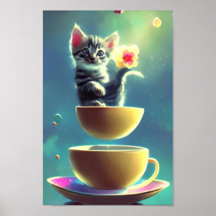 Cosmic Kitten In A Teacup #10 – アート、プリント、ポスター ポスター