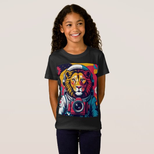 Cosmic Lion Astronaut Pillow | Bold Space Art Cush Tシャツ (正面フル)