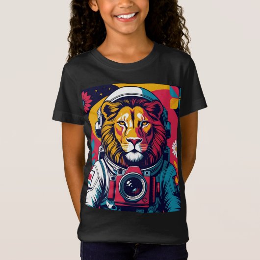 Cosmic Lion Astronaut Pillow | Bold Space Art Cush Tシャツ (正面)