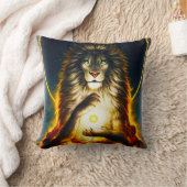 Cosmic Lion Warrior Throw Pillow クッション (ブランケット)