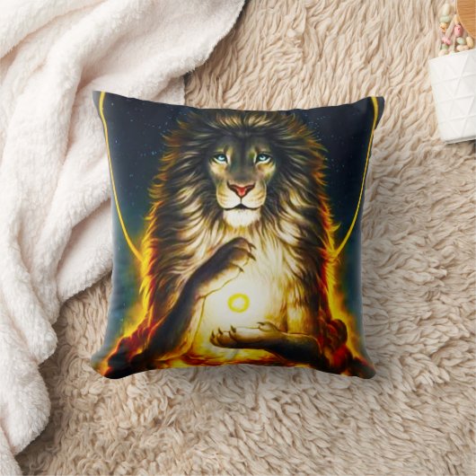 Cosmic Lion Warrior Throw Pillow クッション (ブランケット)