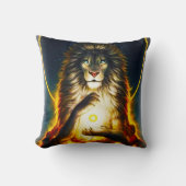 Cosmic Lion Warrior Throw Pillow クッション (正面)